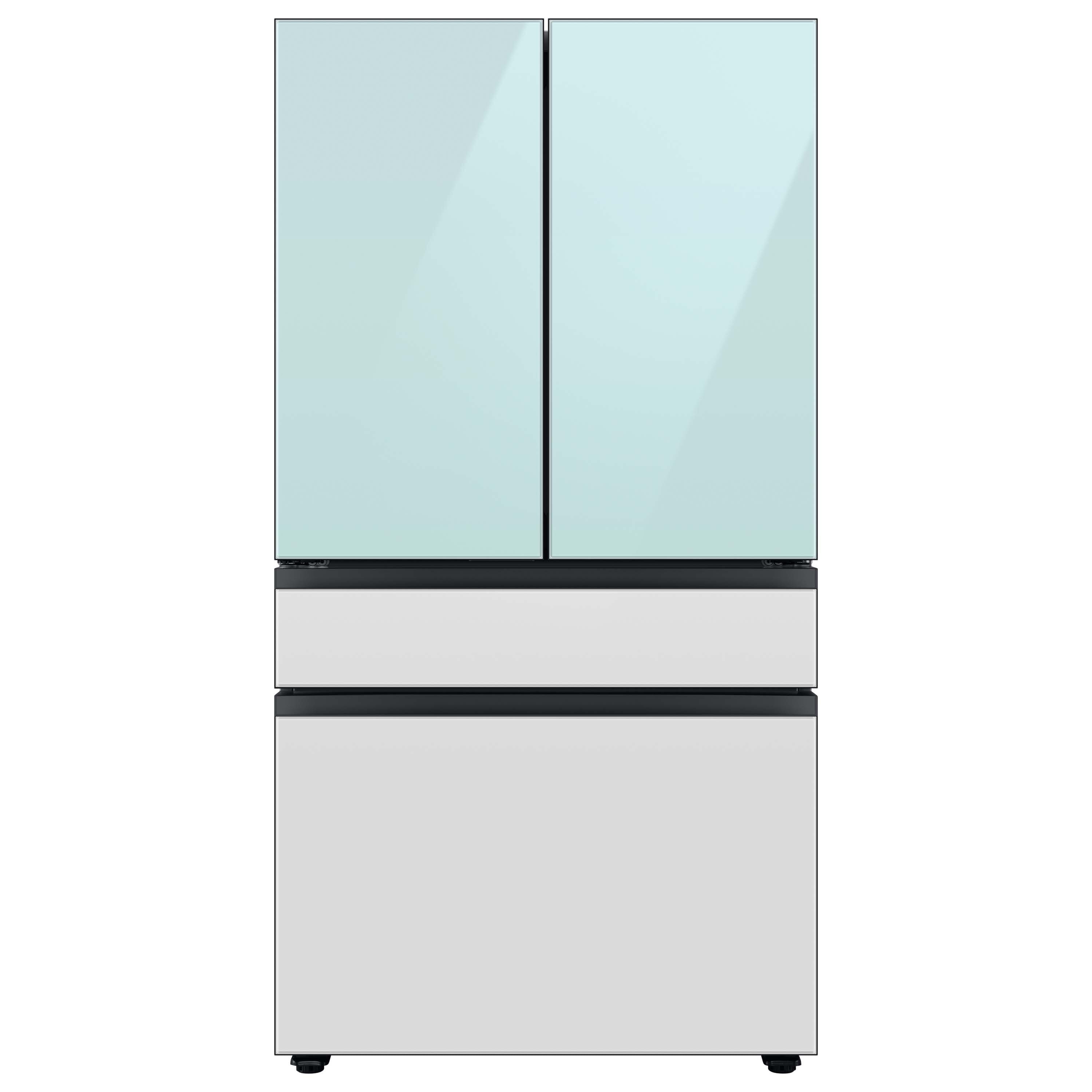 Samsung Bespoke Standard-Depth Beverage Center 28.8-cu ft 4 -Door Smart Compatible French Door Refrigerator with Dual Ice Maker with Water Dispenser and Door within Door ( Morning Blue with White Glass Panels ) ENERGY STAR Certified