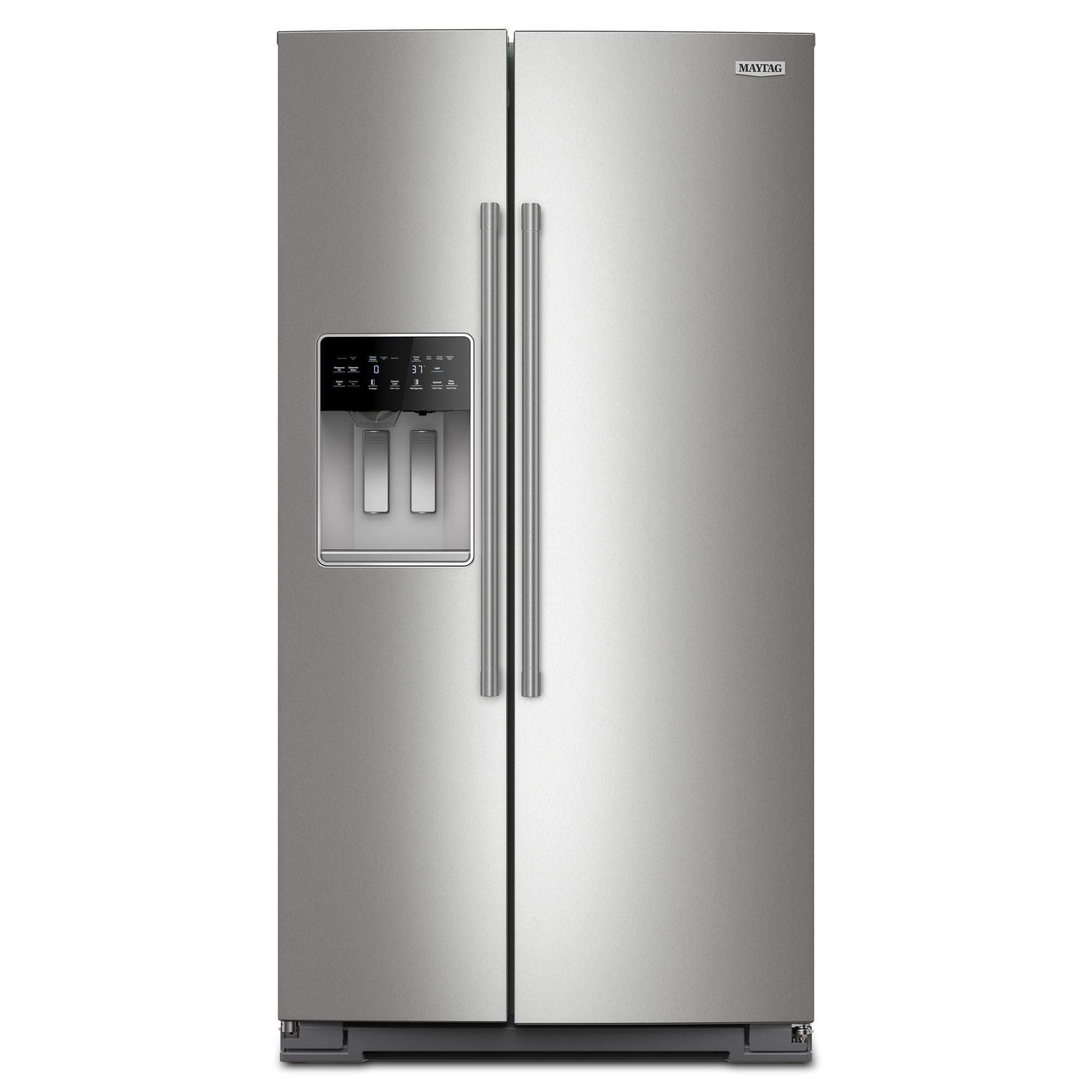 Maytag 20.85-cu ft Counter-Depth Side-by-Side Refrigerator with Ice Maker ,Water and Ice Dispenser ( Fingerprint Resistant Stainless Finish )