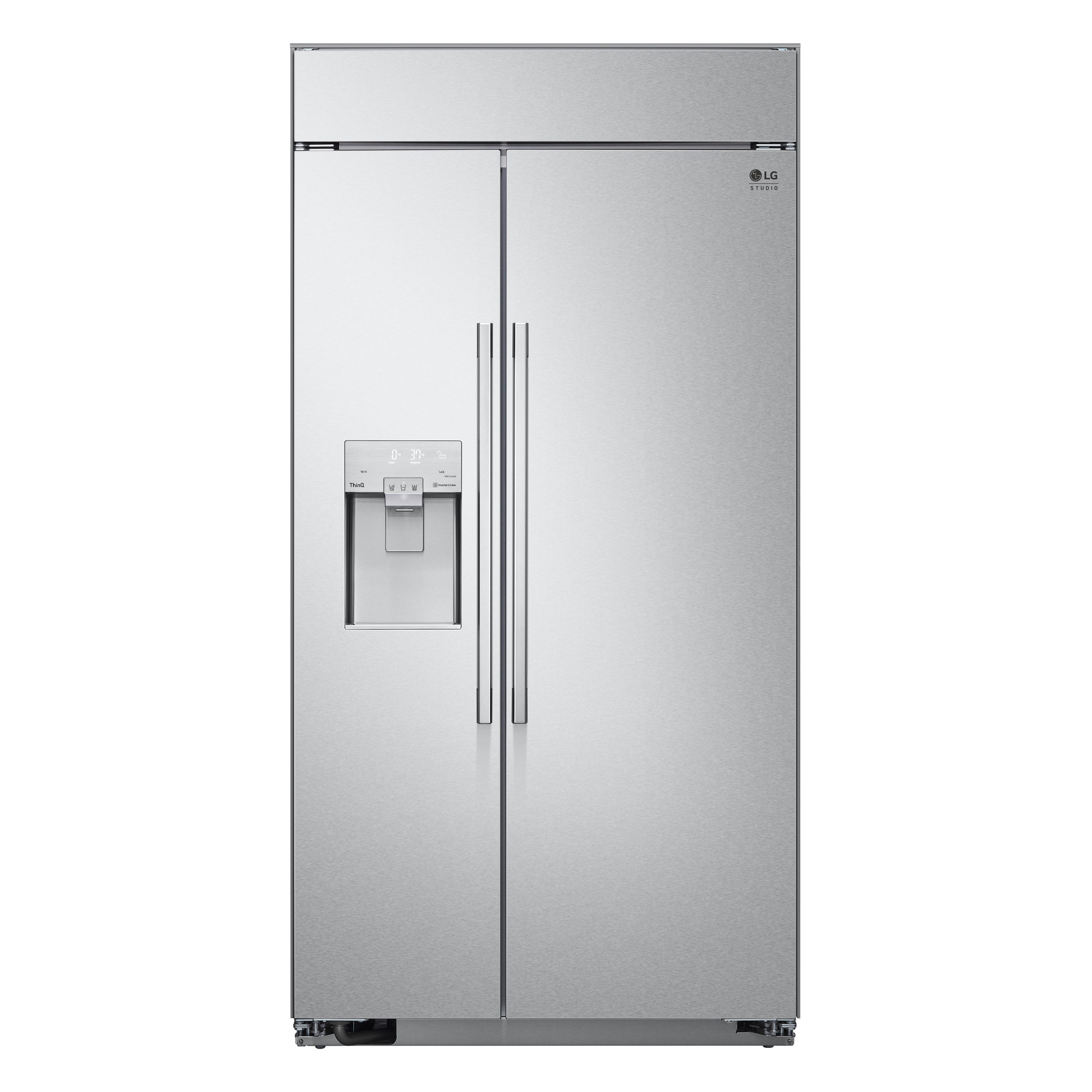 LG STUDIO 25.6-cu ft Counter-Depth Side-by-Side Refrigerator Built-In Smart Compatible with Ice Maker ,Water and Ice Dispenser ( Stainless Steel )