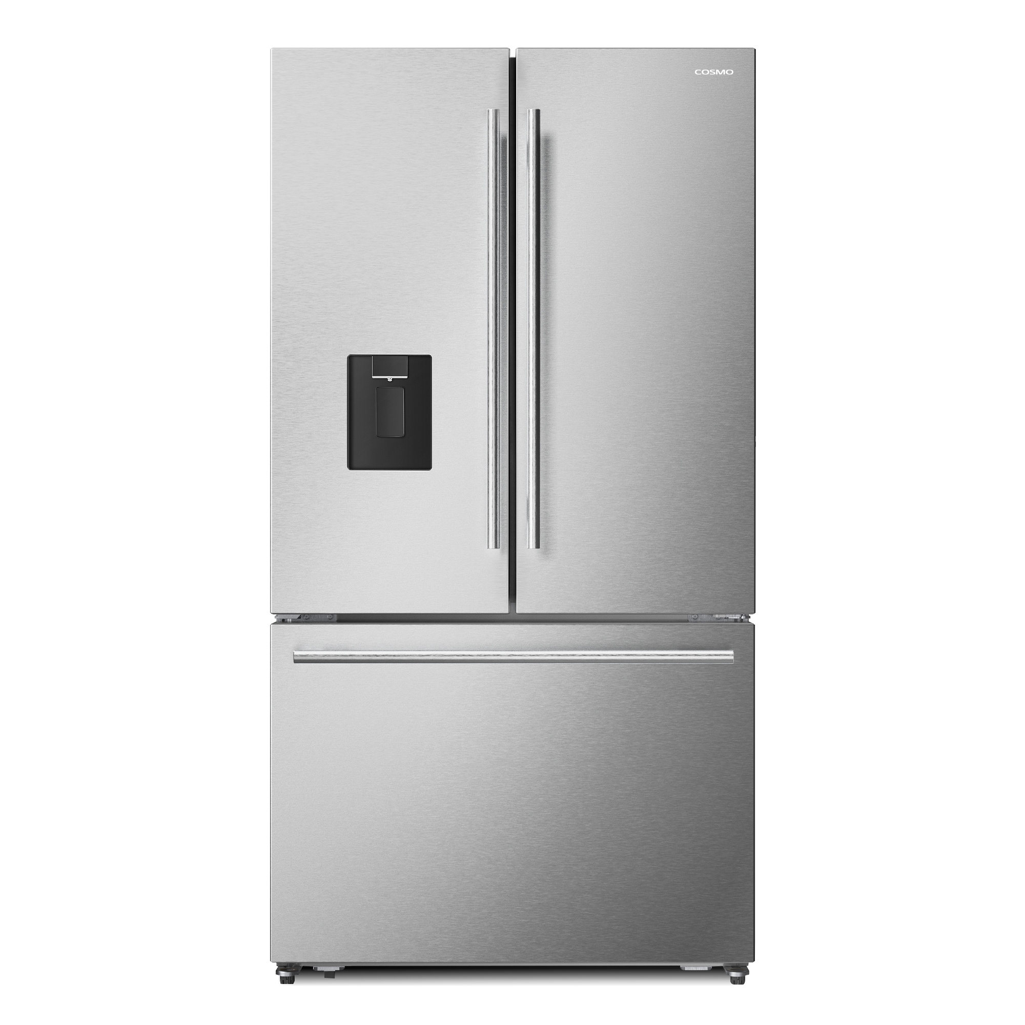 Cosmo Counter-Depth 22.4-cu ft 3 -Door French Door Refrigerator with Ice Maker with Water Dispenser ( Stainless Steel ) ENERGY STAR Certified