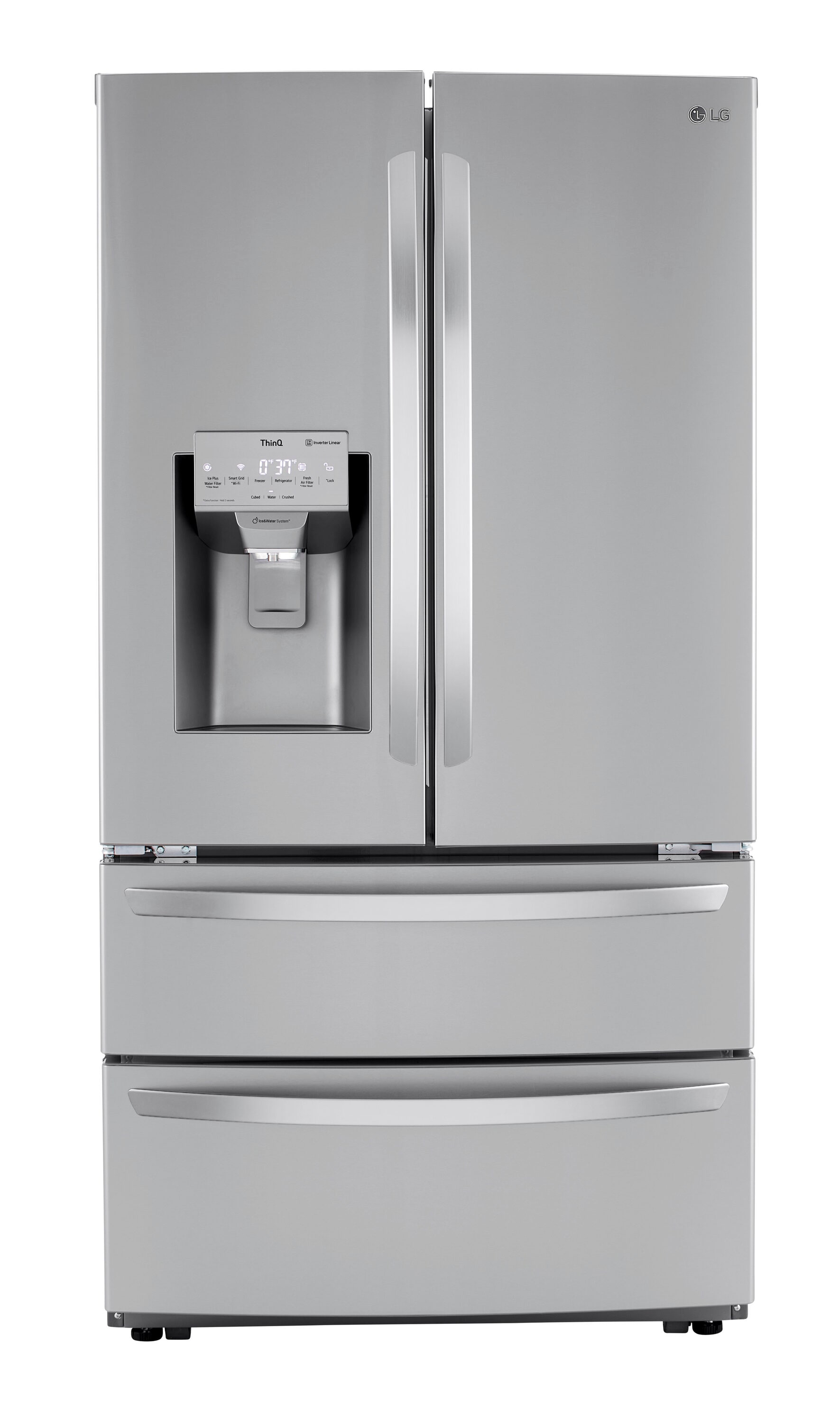 LG Standard-Depth Craft Ice 27.8-cu ft 4 -Door Smart Compatible French Door Refrigerator with Dual Ice Maker with Water and Ice Dispenser ( PrintProof Stainless Steel ) ENERGY STAR Certified