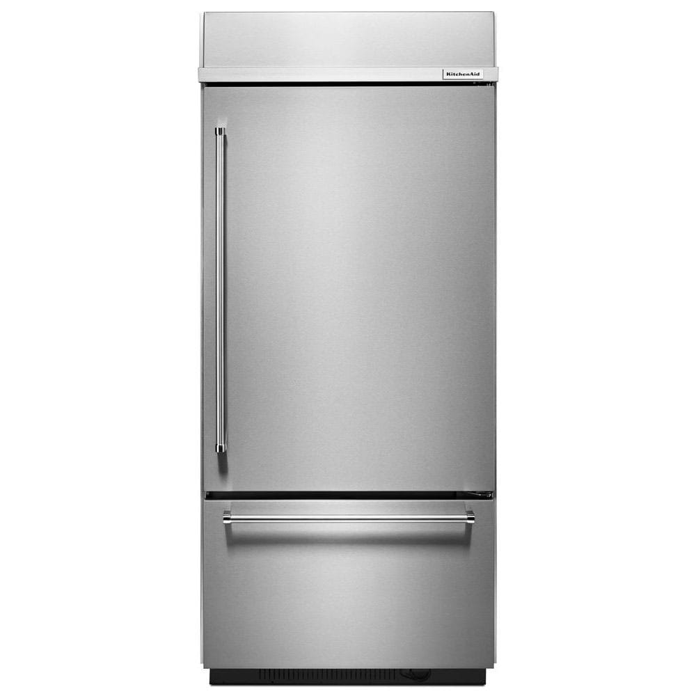 KitchenAid 20.9-cu ft Standard-Depth Built-In Bottom-Freezer Refrigerator with Ice Maker ( Stainless steel ) ENERGY STAR Certified