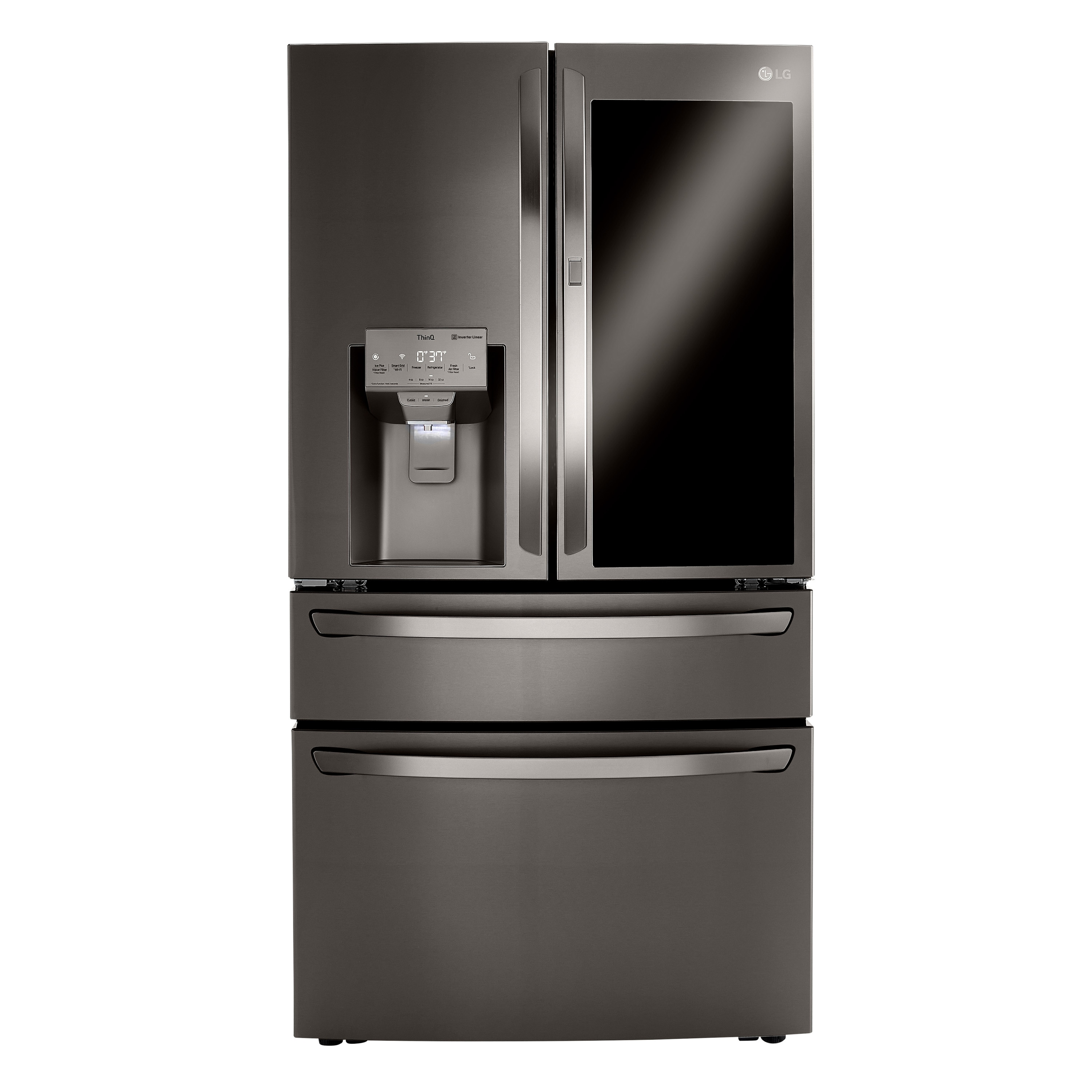 LG Counter-Depth Craft Ice 22.5-cu ft 4 -Door Smart Compatible French Door Refrigerator with Dual Ice Maker with Water and Ice Dispenser and Door within Door ( PrintProof Black Stainless Steel ) ENERGY STAR Certified
